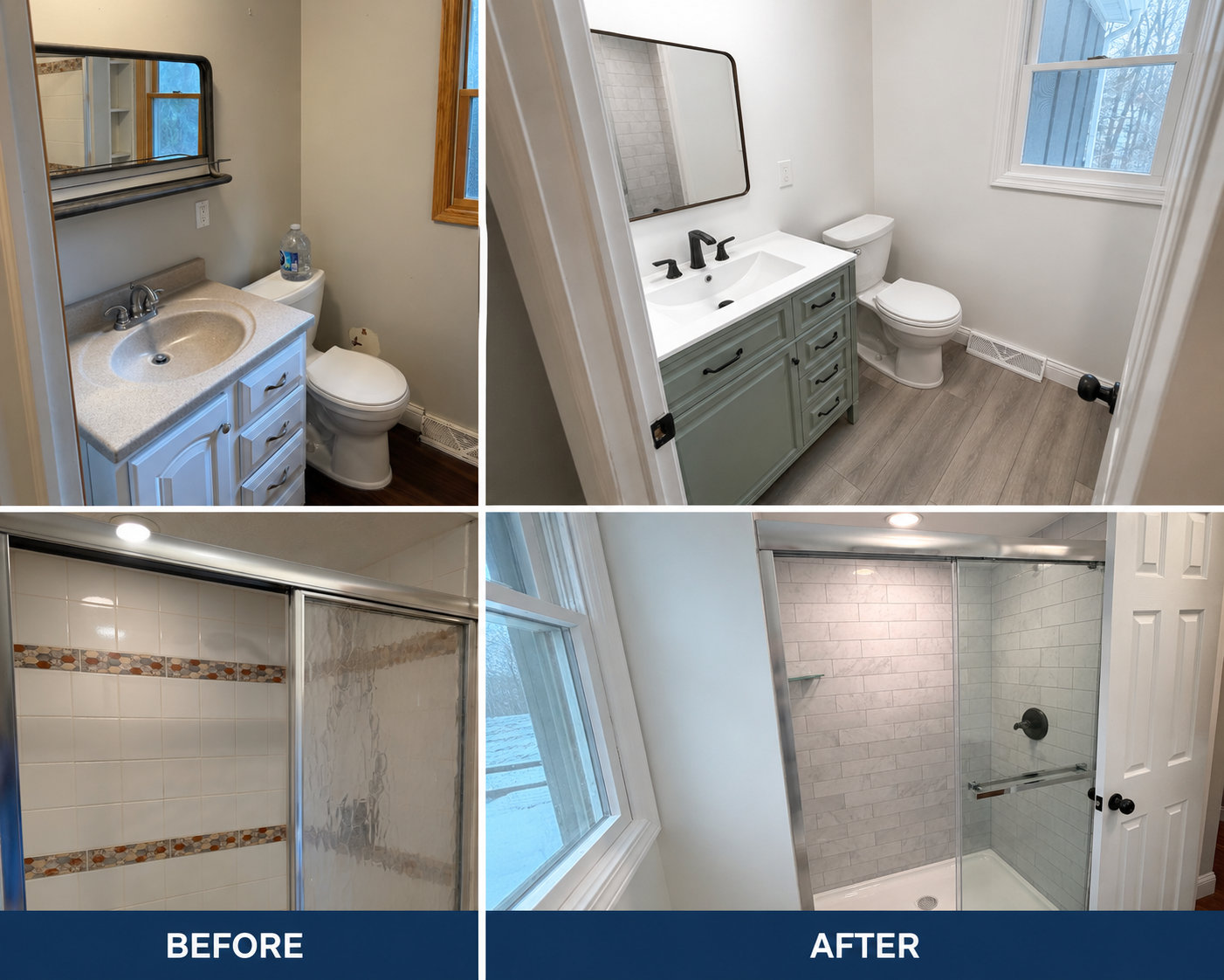 Full Bathroom Remodel — Vanity, Tile Shower & Flooring
